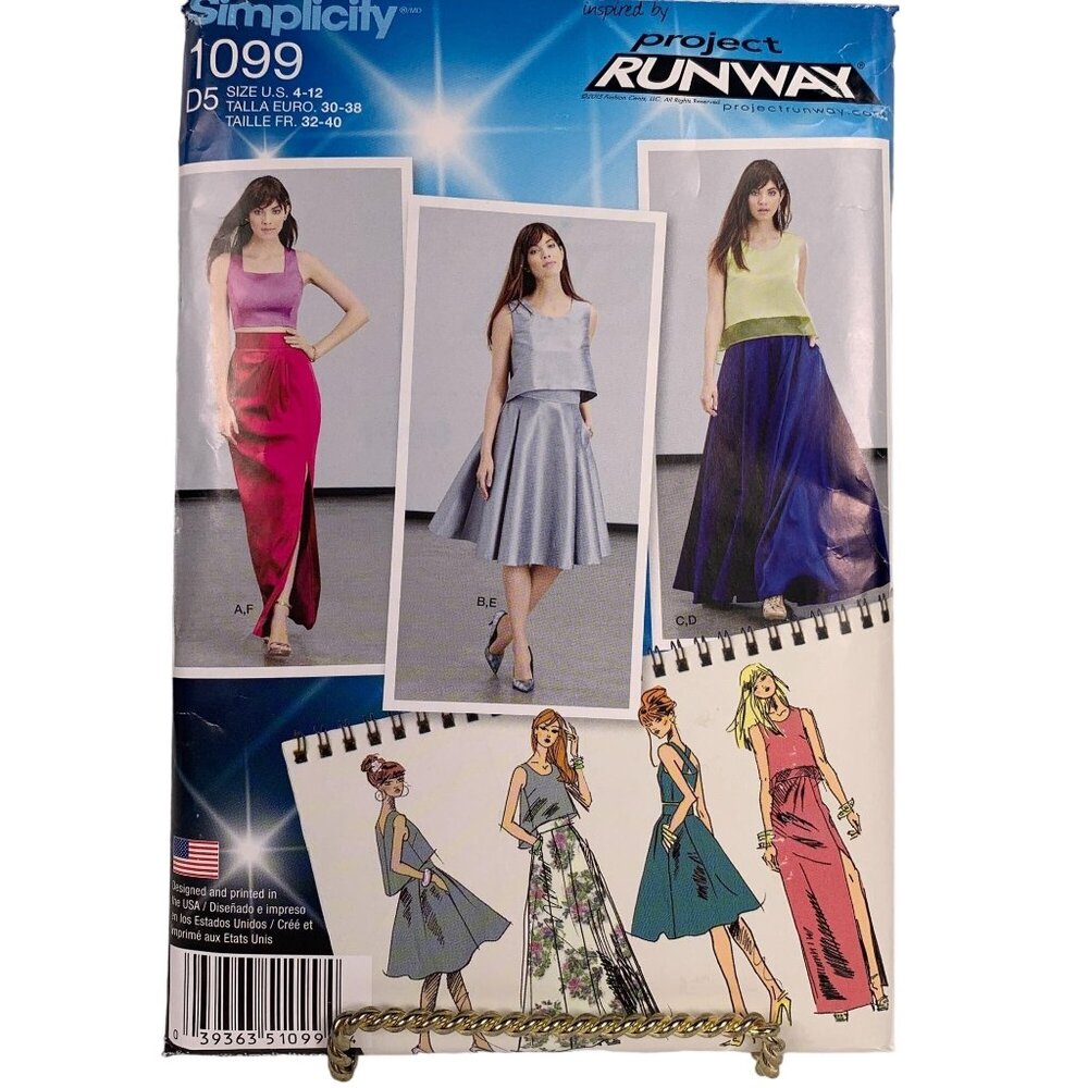 Simplicity 1099 Misses Full or Slim Skirt Tops Size 4-12 D5 Uncut Project Runway